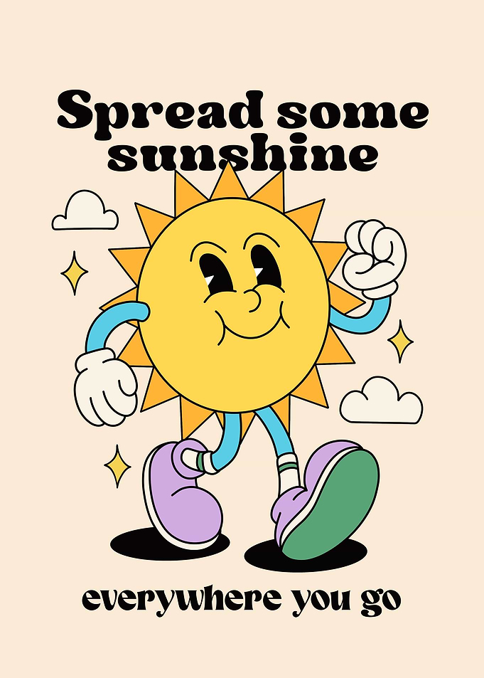 Spread Sunshine Retro characters