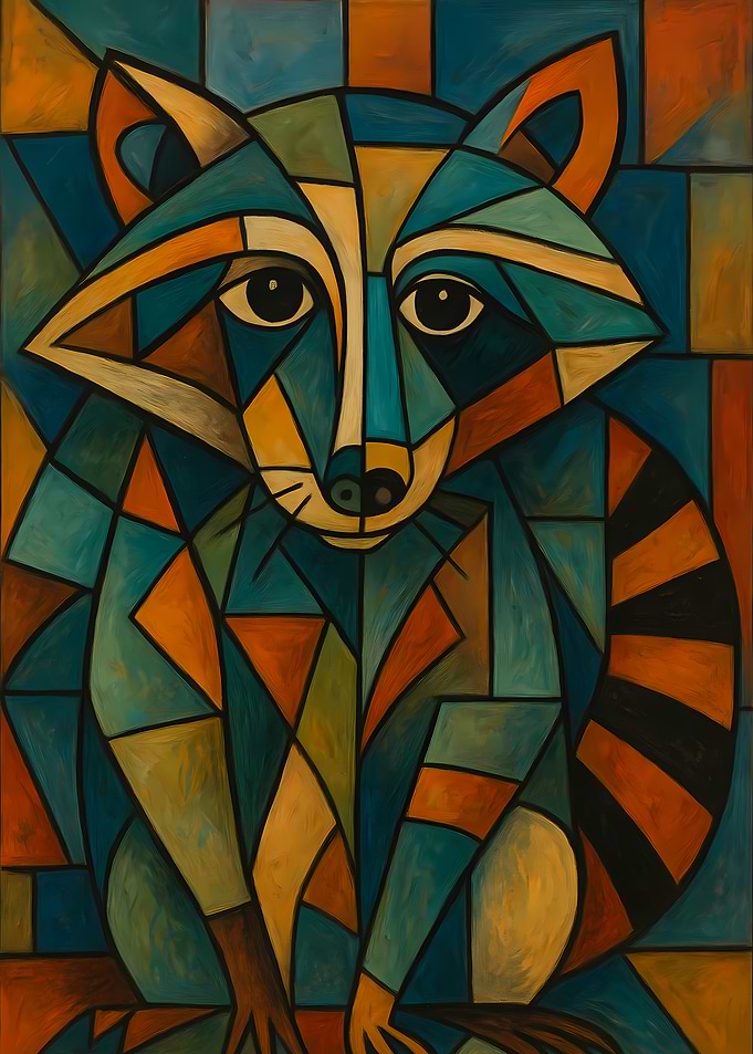 Geometric Raccoon Painting