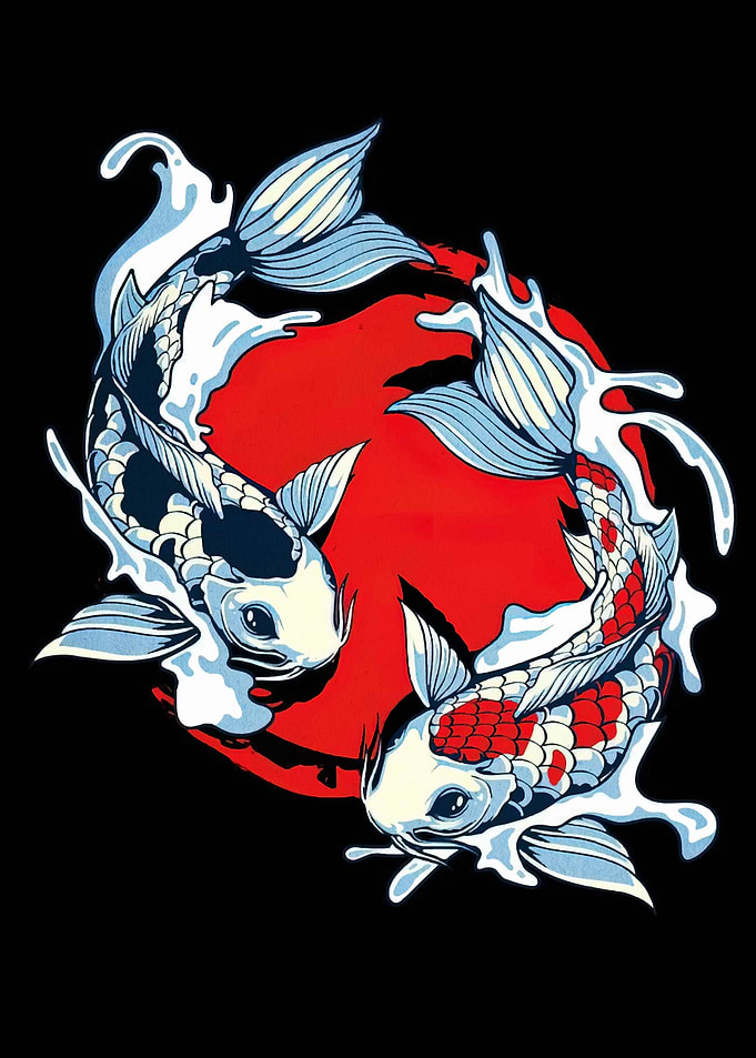 Koi Fish Yin Yang Illustration