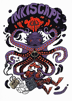 Inkiscapes: Diver and Octopus Illustration
