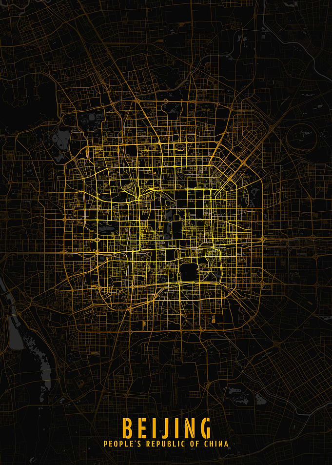 Golden Beijing City Map