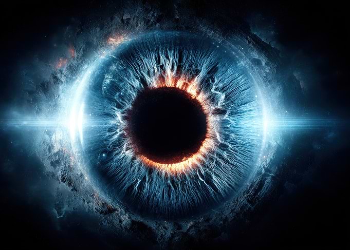 Cosmic Eye: Blue and Orange Nebula