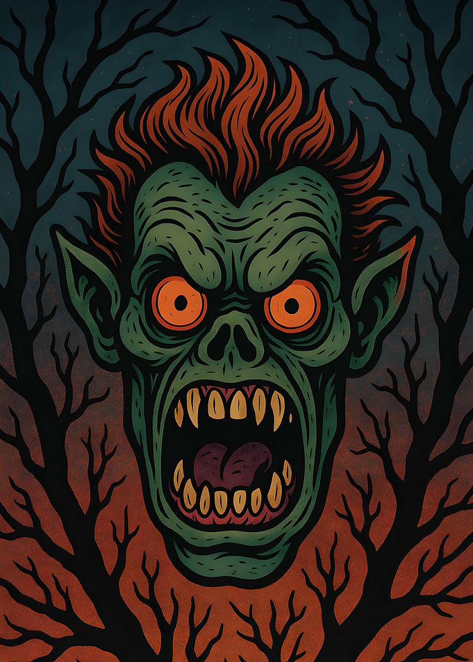 Monster Face in the Woods