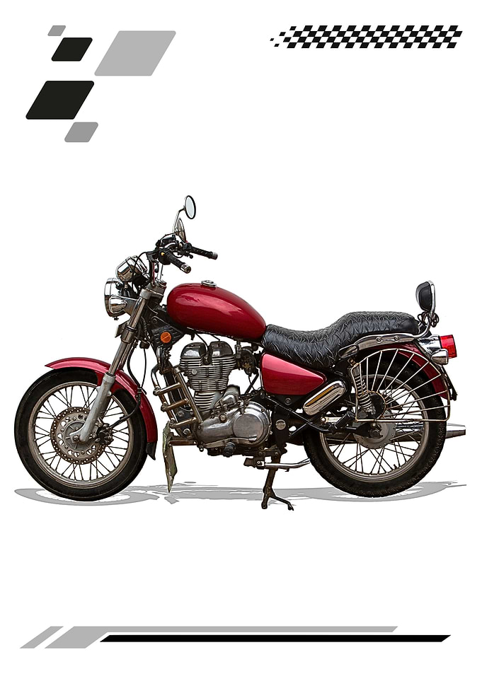Red Motorcycle on White Background