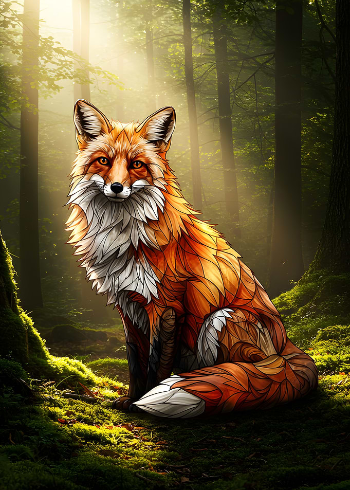 Fox in Forest, Digital Art