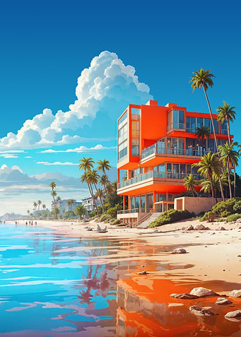 Orange Beach House by the Ocean