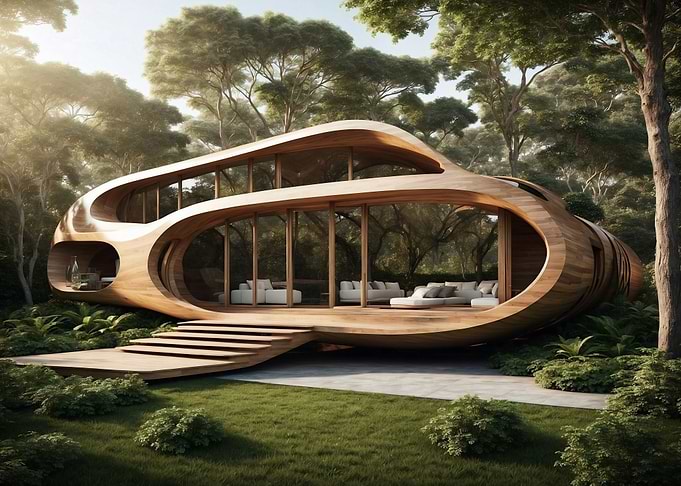 Modern Wooden House in Forest Setting