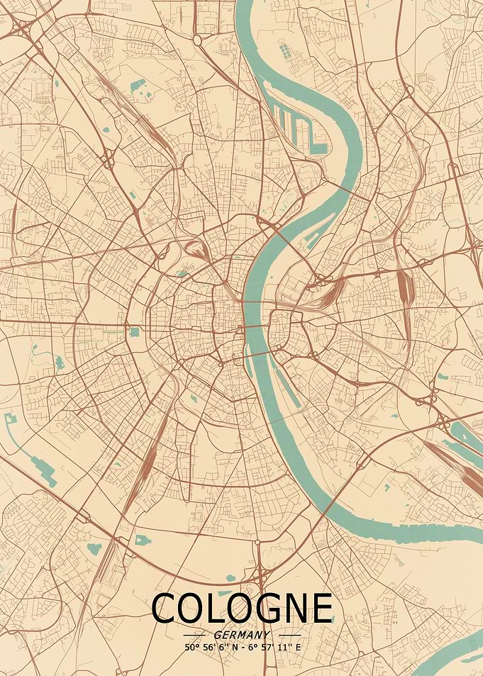 Cologne Vintage Map