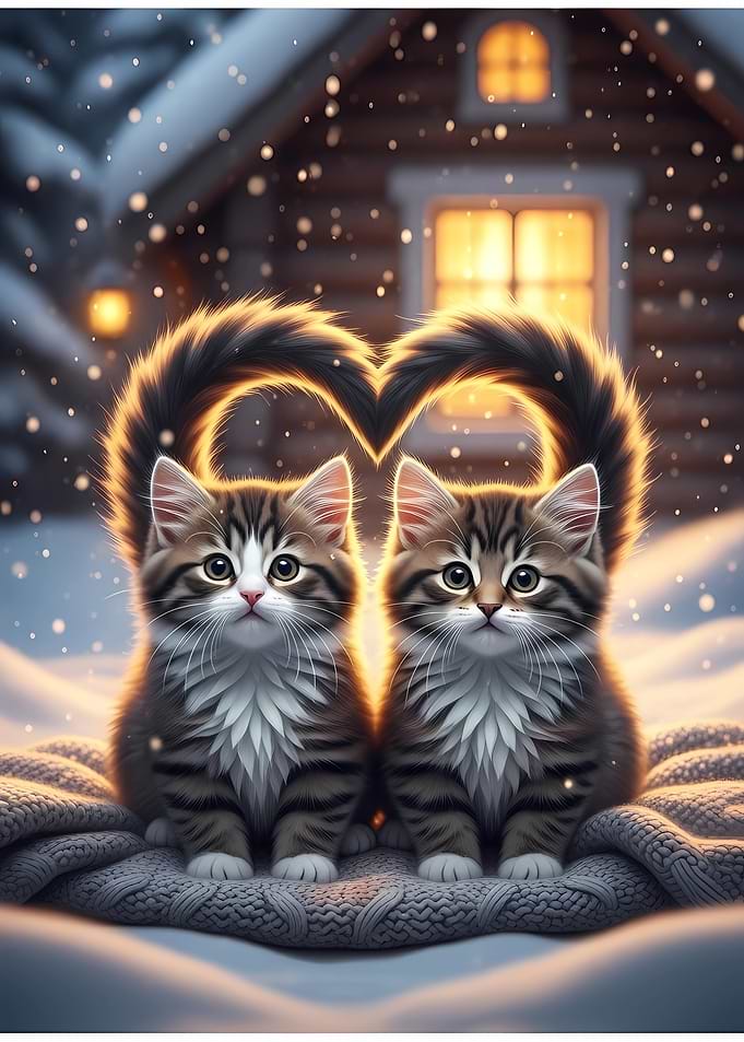 Two Kittens in Winter Wonderland