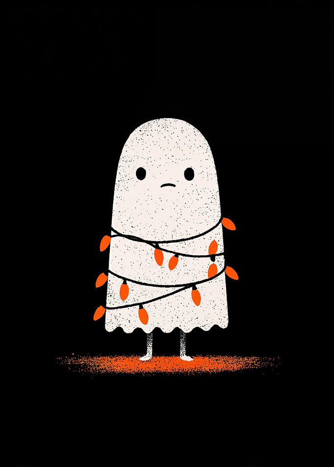 Sad Ghost with Christmas Lights