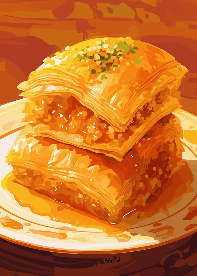 Baklava Stack on Plate