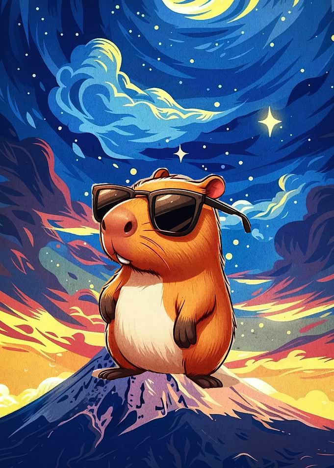 Cool Capybara on Mountain Top