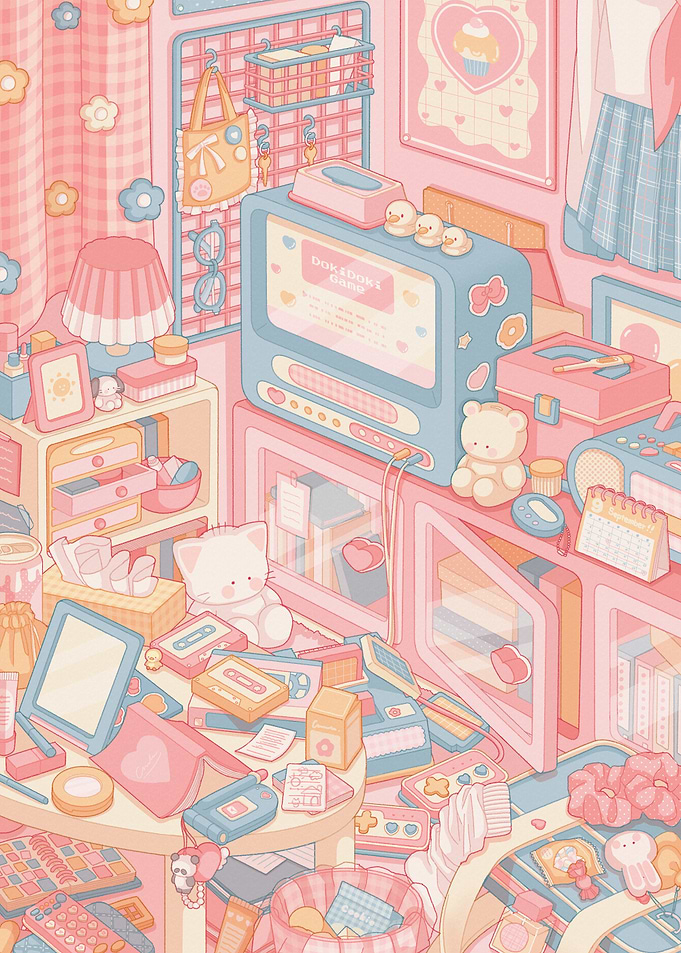 Cute Pastel Room Illustration