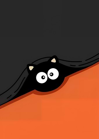 Peeking Black Cat Illustration