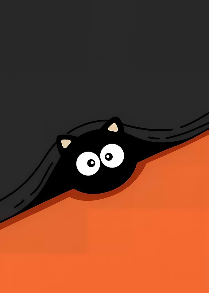 Peeking Black Cat Illustration