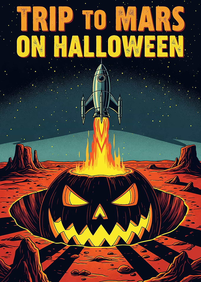 Trip to Mars on Halloween Poster