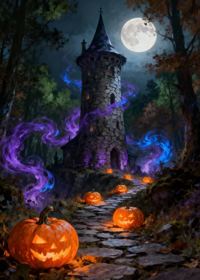 Halloween Tower with Jack-o'-Lanterns