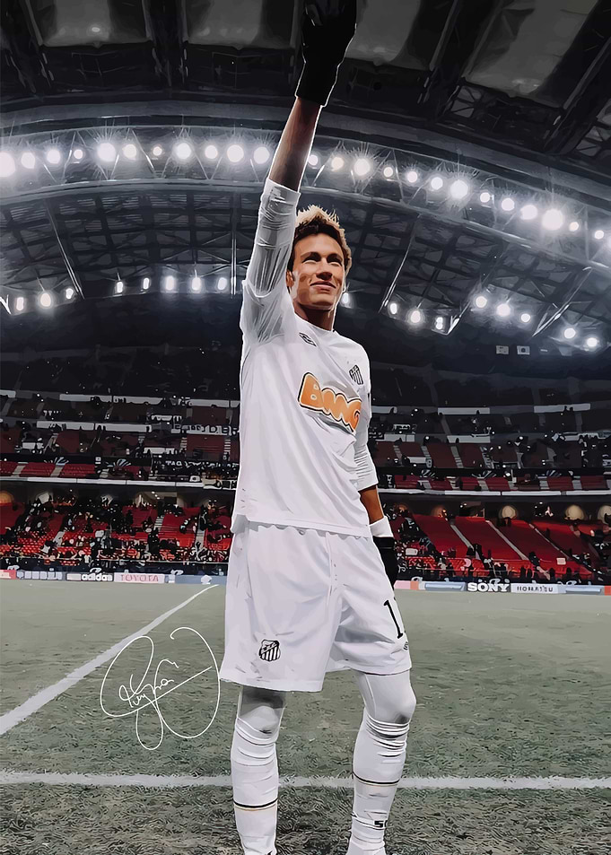 Neymar Santos FC Autographed Photo