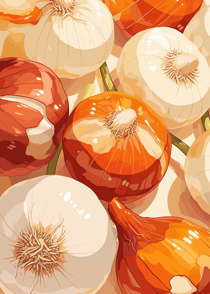 Onion Still Life: White and Brown