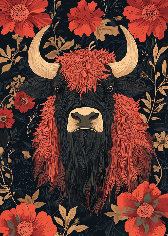Floral Bull Portrait