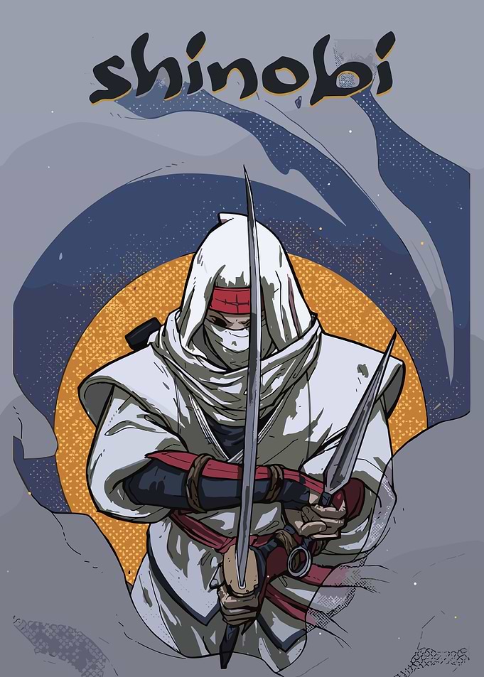 Shinobi Warrior with Sword and Kunai