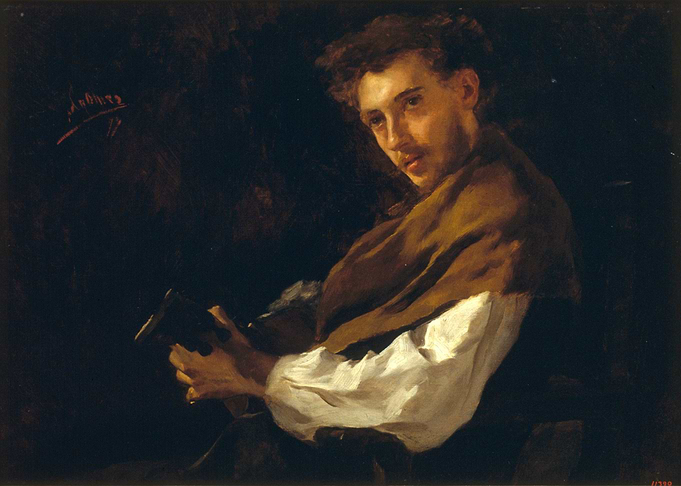 Man Reading Book, Dark Painting