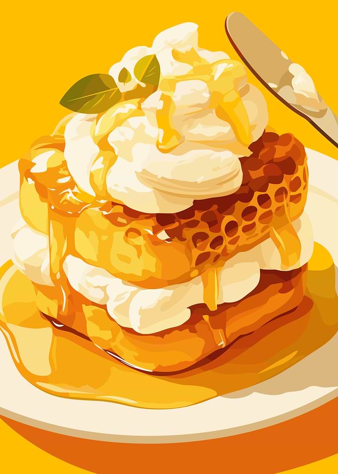 Honey Toast with Cream and Honeycomb