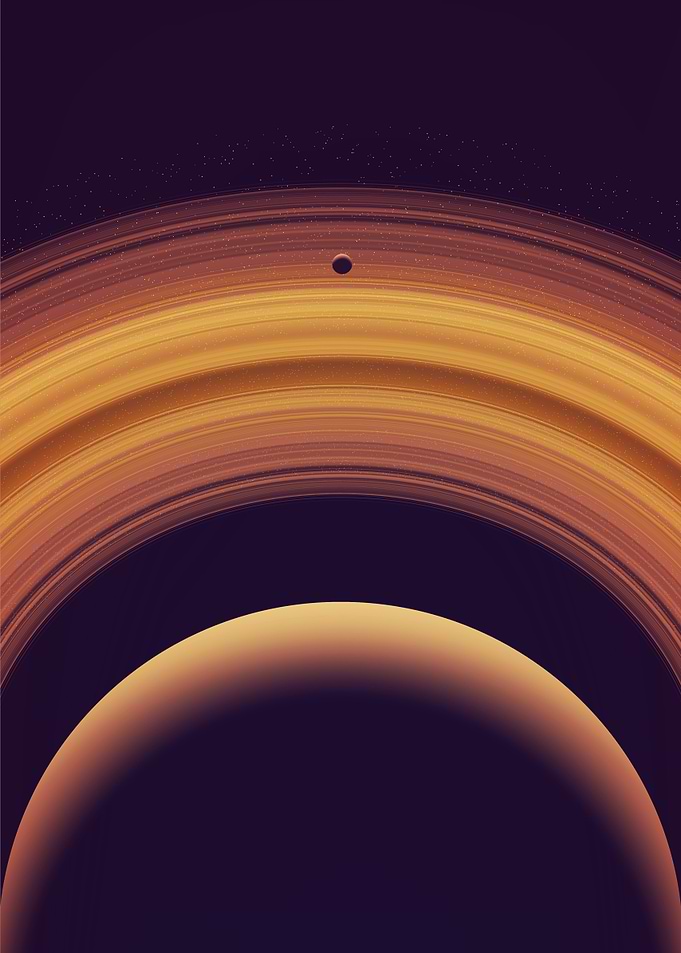 Saturn and Rings Space Art
