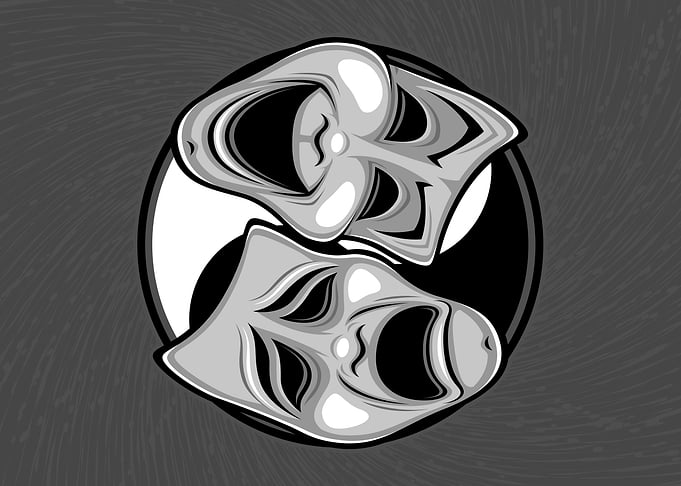 Comedy and Tragedy Theater Masks Yin Yang Design