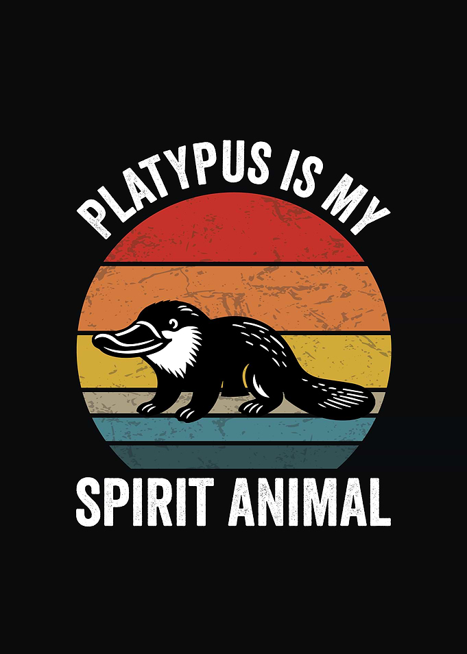 Platypus Spirit Animal Retro Design