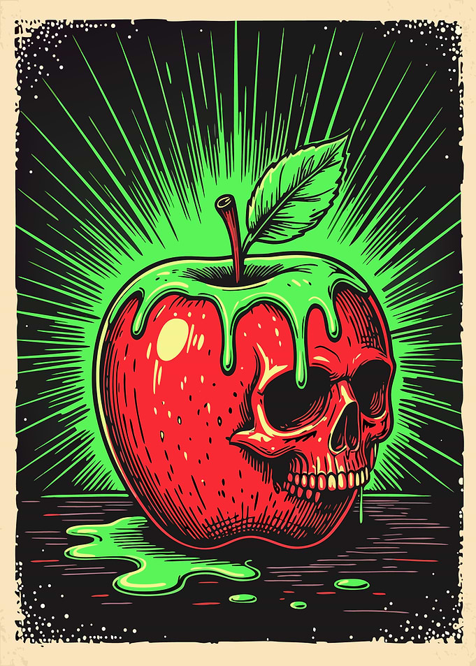Poison Apple Skull Illustration
