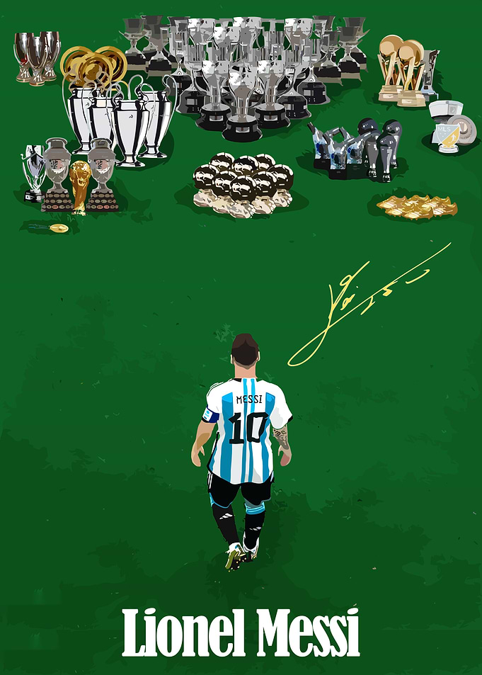 Lionel Messi Trophies Illustration