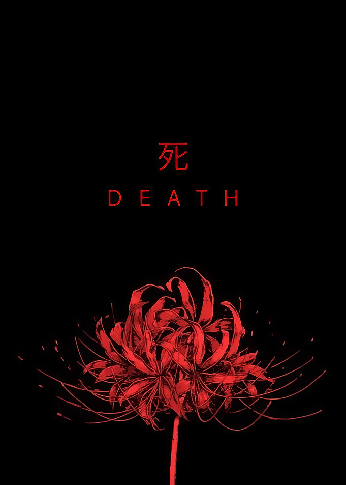 Red Spider Lily with Death Text