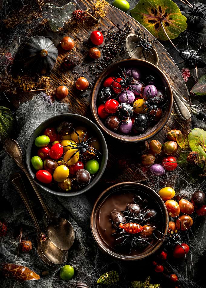 Halloween Candy Bowls with Spiders