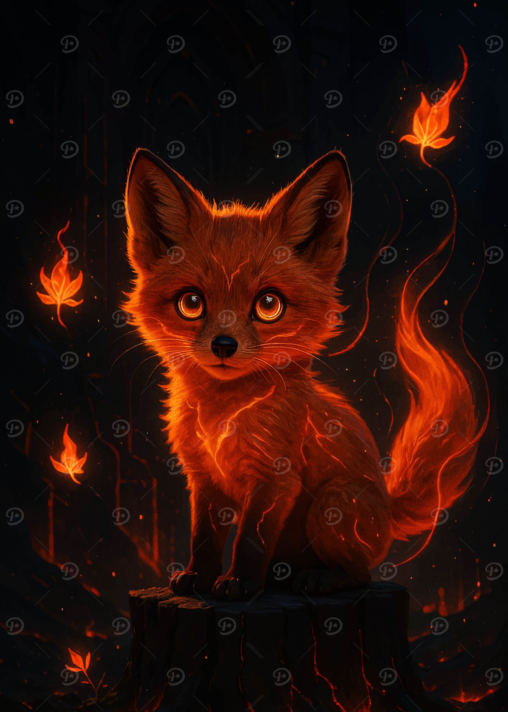 Fiery Fox Cub Digital Art