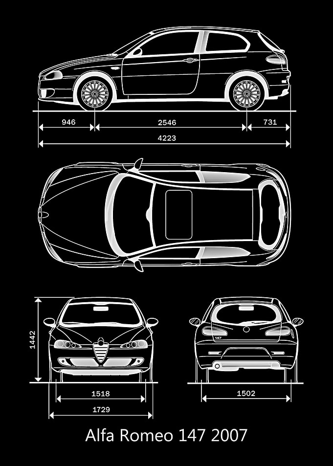 Alfa Romeo 147 2007 Blueprint