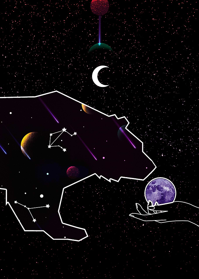 Cosmic Bear Constellation Digital Art