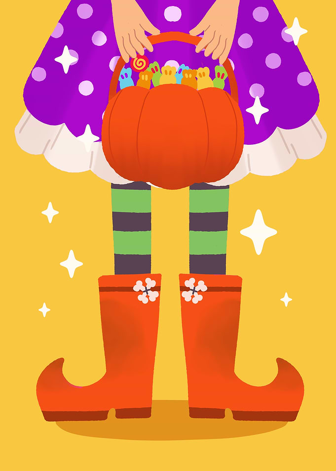 Halloween Witch with Pumpkin Candy