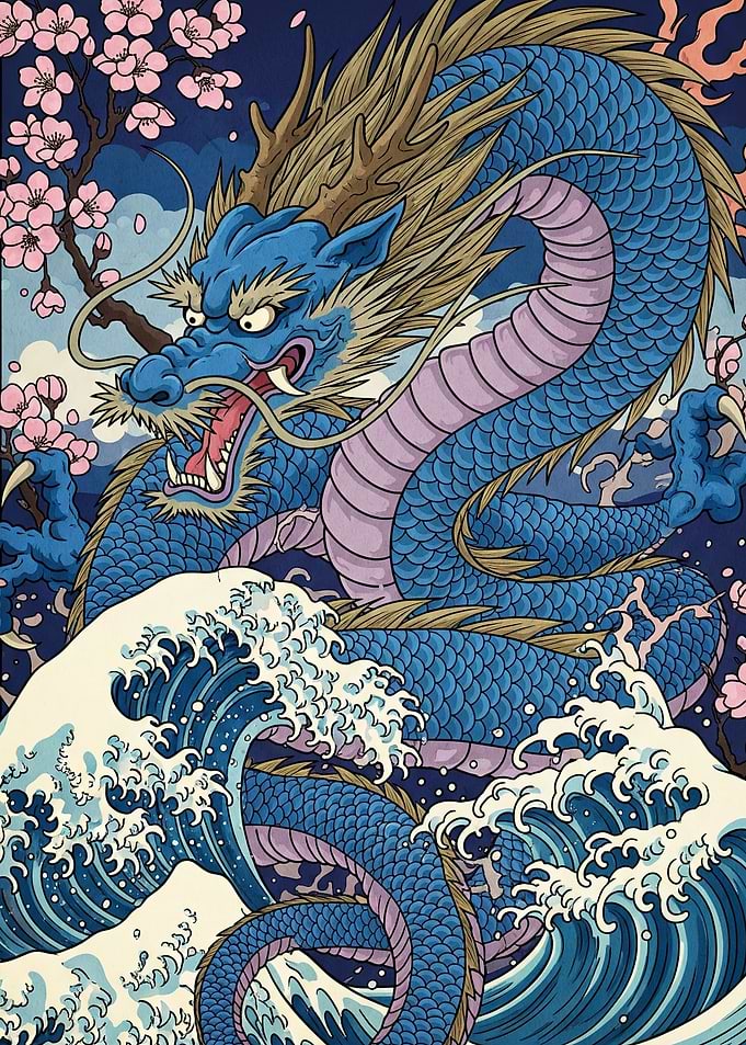Dragon Waves Cherry Blossoms