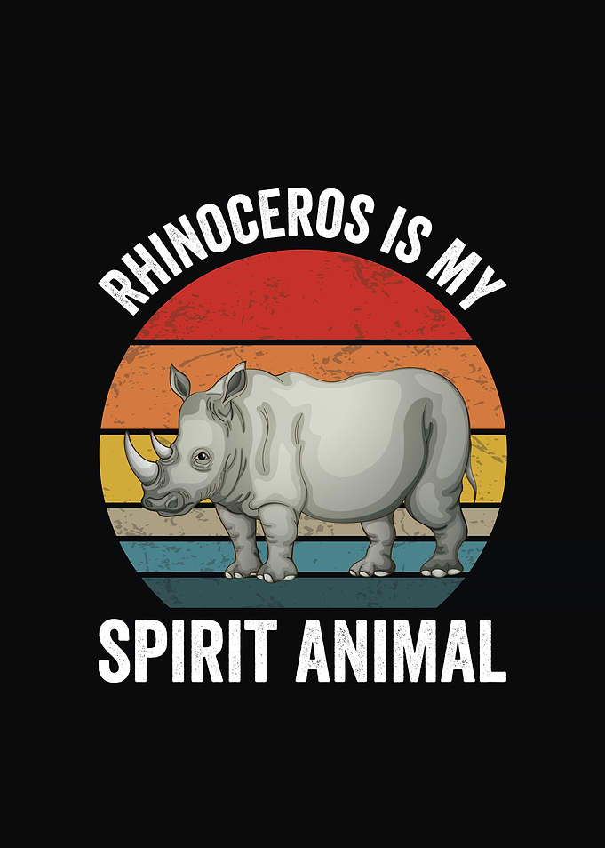 Rhinoceros Spirit Animal Retro Wildlife Design