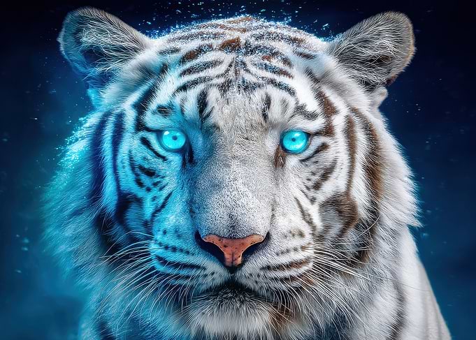 White Tiger with Glowing Blue Eyes