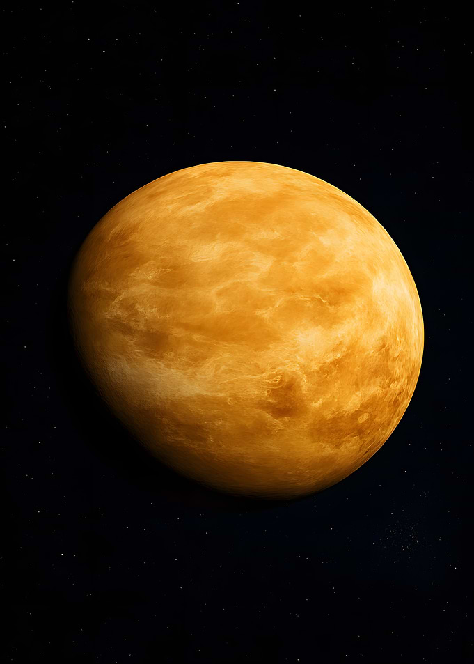 Golden Planet in Starry Space