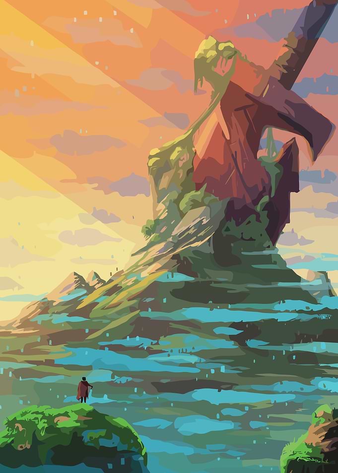 Giant Sword Landscape Digital Art