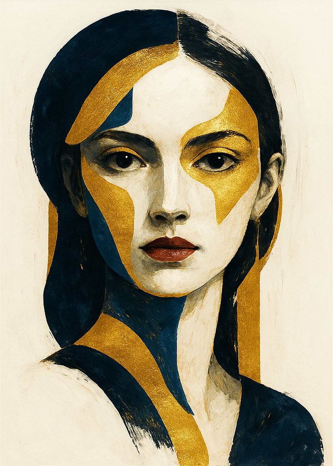 Abstract Portrait with Gold and Blue