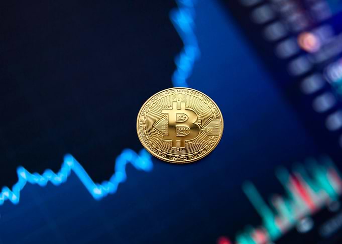 Bitcoin on a chart background