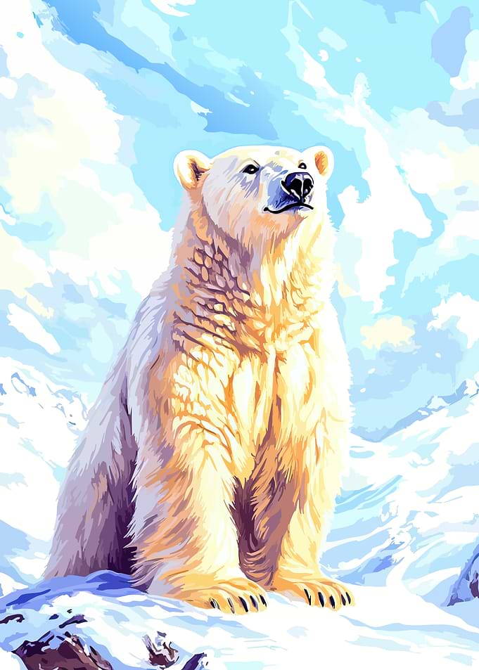 Majestic Polar Bear in Snowy Landscape