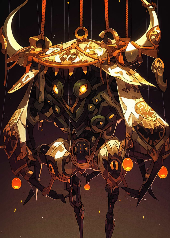 Ornate Mechanical Creature with Lanterns