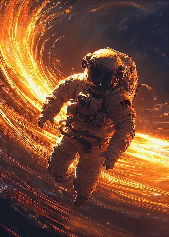 Astronaut in Fiery Black Hole