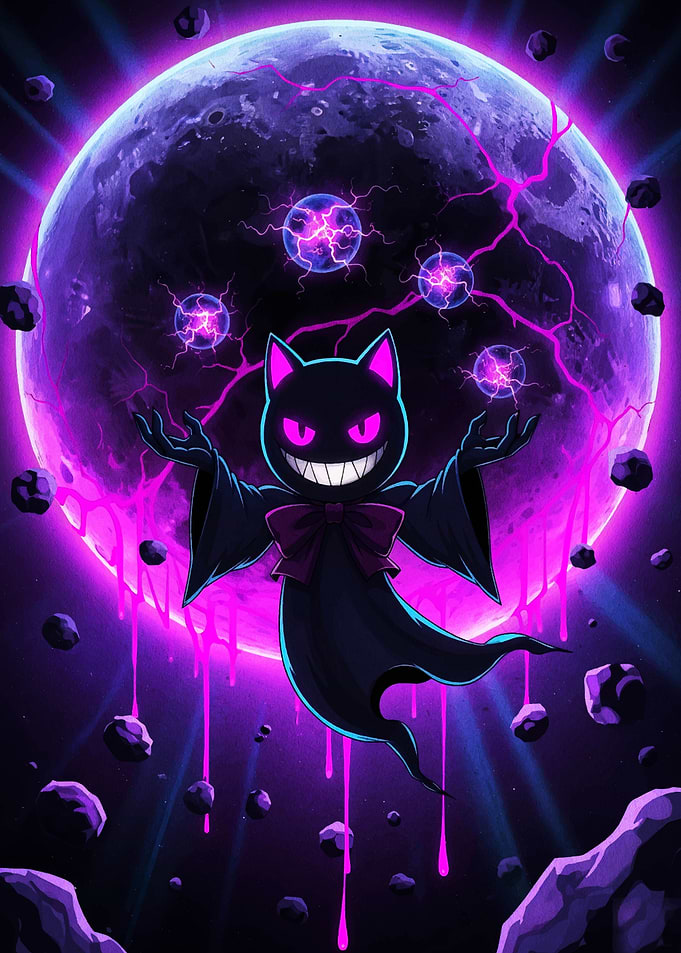 Cosmic Cat Sorcerer with Magic Orbs