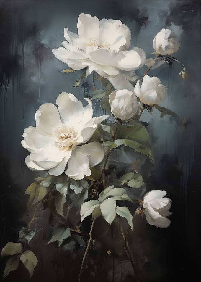 Elegant White Flowers Art
